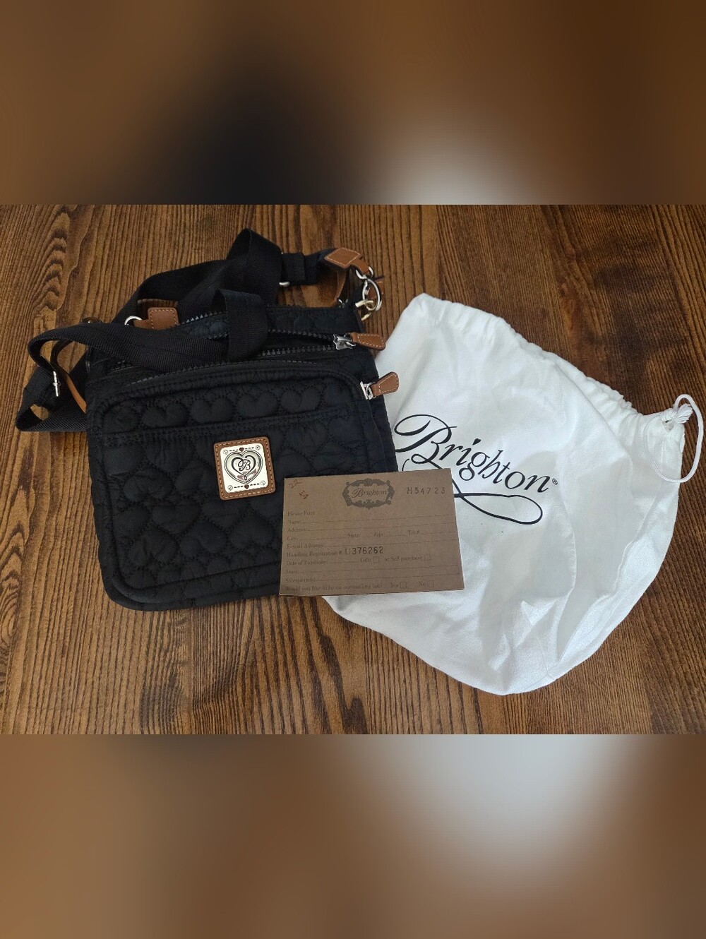 Brighton Black Quilted Mini Crossbody with Gold Logo